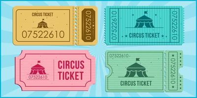 vintage design of circus tickets with colorful retro style vector