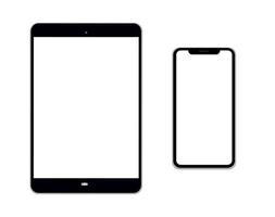 Tablet computer and phone. Vector illustration isolated on a white background.