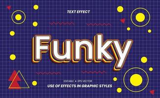 efecto de texto de diseño funky con tema de estilo moderno. texto reemplazable y editable, mediante la configuración de estilos gráficos. y los efectos se pueden utilizar para el diseño de promoción publicitaria o eventos y otros. vector