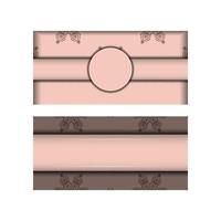 Two pink and brown business cards with floral patterns vector