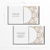 White business card design with patterns. Vector business cards with place for your text and abstract ornament.