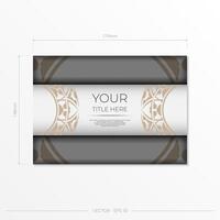 Luxurious Vector Template for Print Design Postcards White Color with Ornaments. Preparing an invitation with a place for your text and abstract patterns.