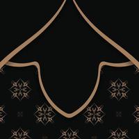 folleto de felicitación en negro con un patrón marrón antiguo para su marca. vector