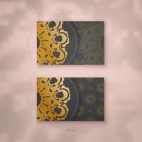 Business card template in black with abstract gold ornaments for your personality. vector