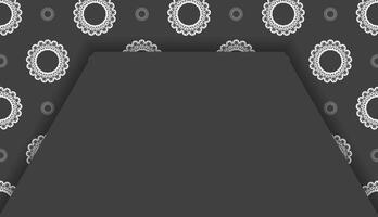 Black banner with vintage white pattern and space for your logo or text vector