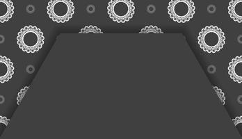 banner negro con patrón blanco vintage y espacio para su logotipo o texto vector