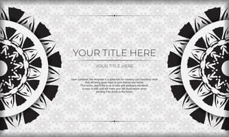 White template with ornaments and place for your logo and text. Template for postcard print design with Greek patterns. vector