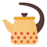 Rustic teapot with a pattern of red circles. Color flat vector illustration isolated on a white background.