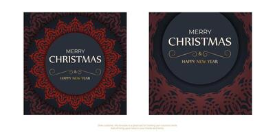 Christmas card template with red and black background vector