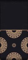 Black postcard with brown abstract ornament vector