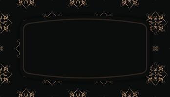 Black banner template with luxurious brown ornament and space for logo or text vector