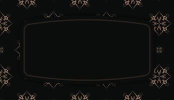 Black banner template with luxurious brown ornament and space for logo or text vector