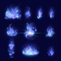 Mysterious fire. Magic flame collection vector