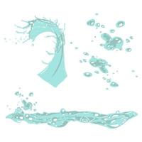 water splashes flat cartoon set vector