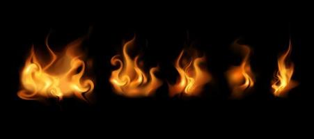 Fire set in realistic style vector