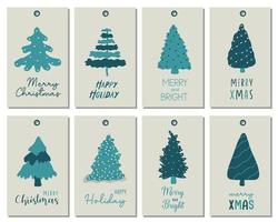 Collection of Merry Christmas typography quotes lettering for gift tags, greeting card and more. vector