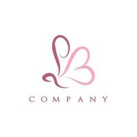 diseño de ilustración de logotipo de mariposa de letra sb o pb para su empresa o negocio vector