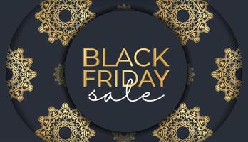 Poster Black Friday Dark blue with an old gold pattern vector