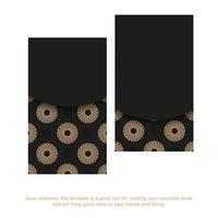 tarjeta de visita negra con patrón de lujo marrón vector