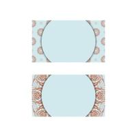 Business card in aquamarine color with Indian coral pattern for your contacts. vector