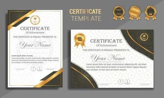 plantilla de certificado con marco de esquina elegante y patrón de textura realista de lujo, insignias premium de diploma diseño ilustración vectorial vector