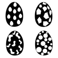 silueta vectorial de un conjunto de huevos de dinosaurio con varios patrones. huevos de animales antiguos sobre un fondo blanco. ideal para logotipos de huevos de reptiles antiguos. vector