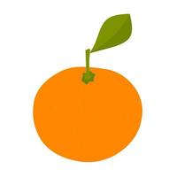 Vector illustration of a mandarin orange on a white background. Citrus fruit with green leaf stalks. Great for juice drink logos and fresh fruit posters.