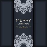 Merry Christmas Greyscale postcard design with orange winter ornament. Design poster Happy new year and abstract patterns. vector