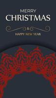 Vector cooking poster Happy new year and red ornament. Merry Christmas Ready-to-print gray color greeting card design with winter patterns.