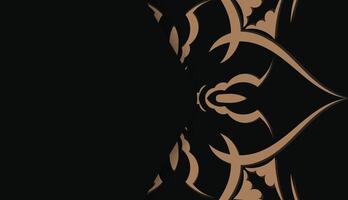 Black banner with brown mandala pattern and place under your text vector