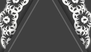 Baner of black color with mandala white ornament for design under the logo vector