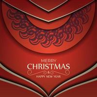 Brochure template Merry christmas red color with vintage burgundy ornament vector