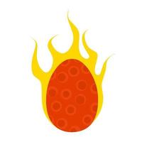 Vector fire dinosaur egg on a white background. Eggs of ancient animals are red, fiery. Great for ancient reptile egg logos. Vector illustration