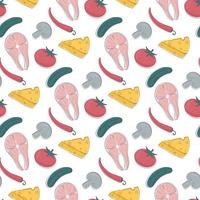 doodle food seamless pattern vector