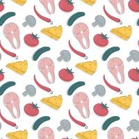 doodle food seamless pattern vector
