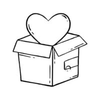una caja de donación. donación de caridad para la salud. ilustración vectorial de un garabato vector