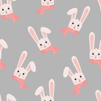 Winter seamless pattern with bunny in scarf. Perfect for wrapping paper, greeting cards and seasonal design. vector