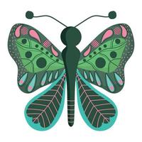 butterfly with open wings insect animal, decorative wings on white background vector