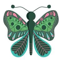 butterfly with open wings insect animal, decorative wings on white background vector