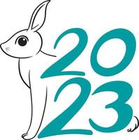 New Year 2023 rabbit sign icon vector