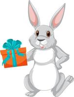 Cute grey rabbit cartoon character vector