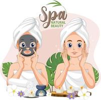 Spa girl applying facial mask vector