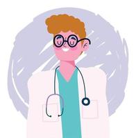 doctor personaje masculino diseño de estetoscopio médico profesional vector