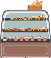 una exhibición de estante de panadería aislada vector