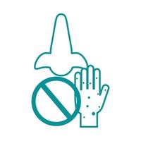 covid 19 coronavirus, avoid touching nose, prevention outbreak disease pandemic line design icon vector