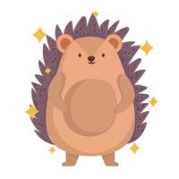 cute hedgehog animal with stars in cartoon design vector