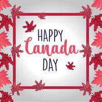 Frame canadian maple leaves of happy canada day vector design