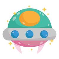 ufo spaceship space galaxy astronomy in cartoon style vector