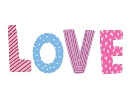 letras de amor decoración creativa diseño romántico vector