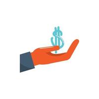 hand holding dollar sign money business financial color tone and fill vector